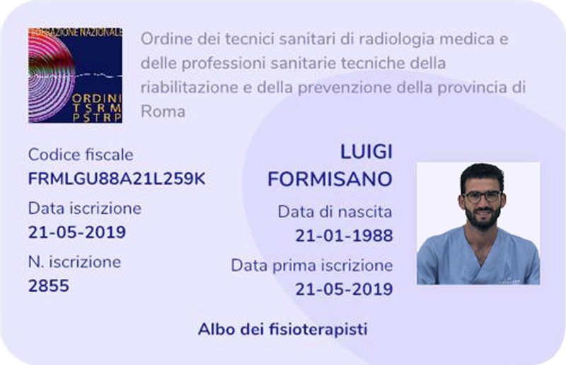 Tesserino Dr Luigi Formisano Ordine dei tecnici sanitari